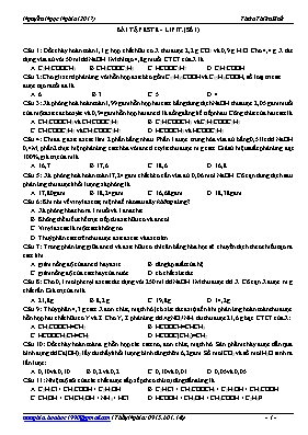 Bài tập Este - Lipit (Số 1)